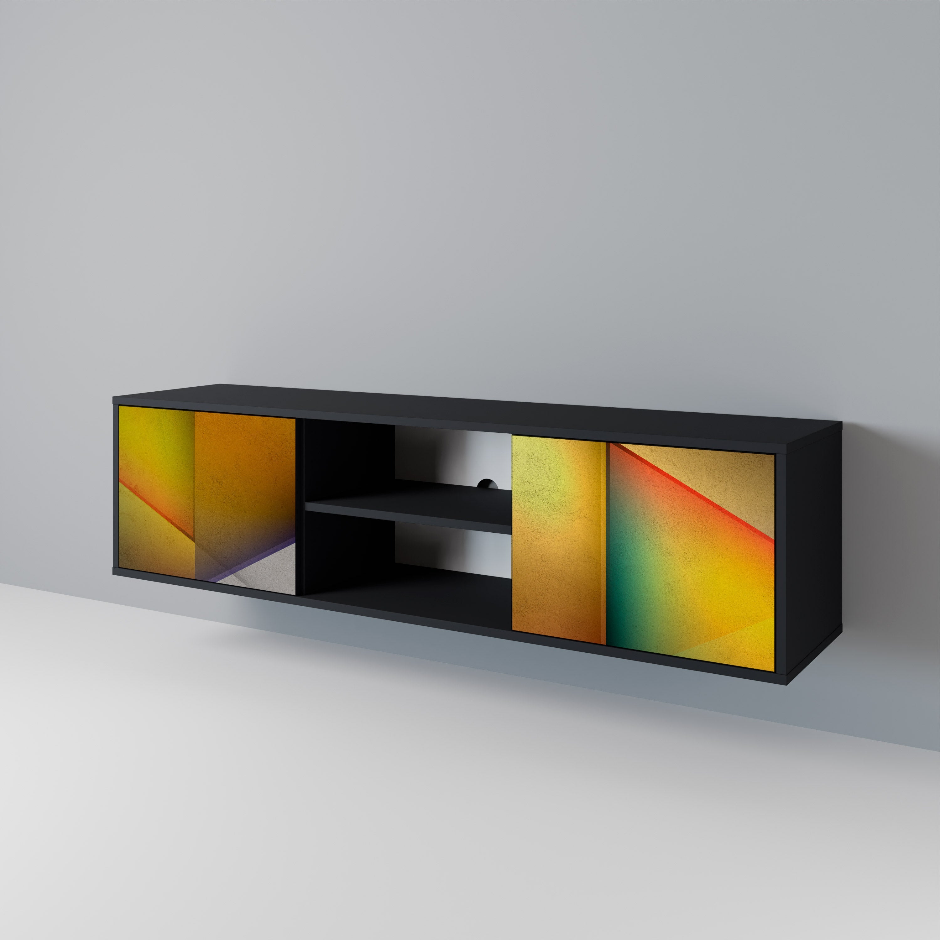 PIERCING SHARPNESS Móvel de TV com 2 Portas em Acabamento Preto