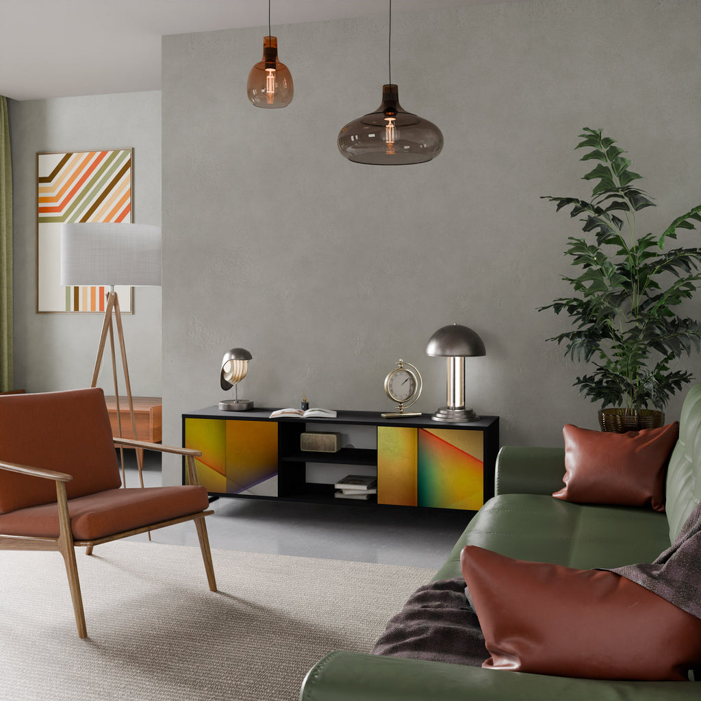 PIERCING SHARPNESS Móvel de TV com 2 Portas em Acabamento Preto