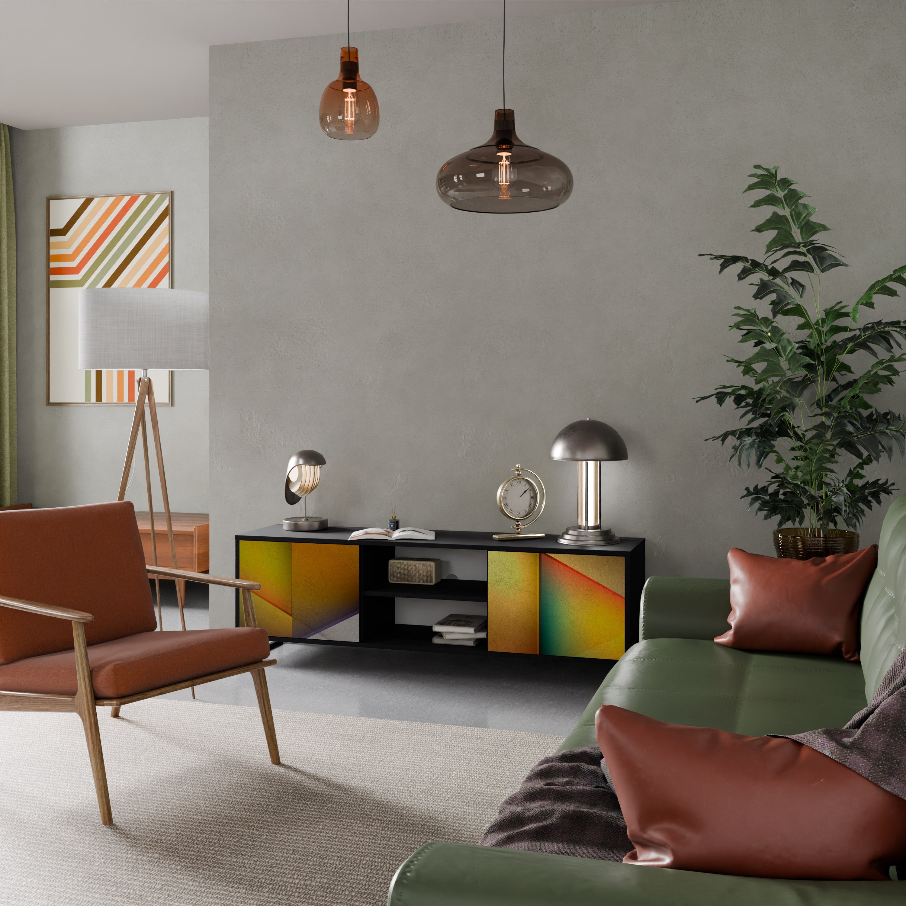 PIERCING SHARPNESS Móvel de TV com 2 Portas em Acabamento Preto