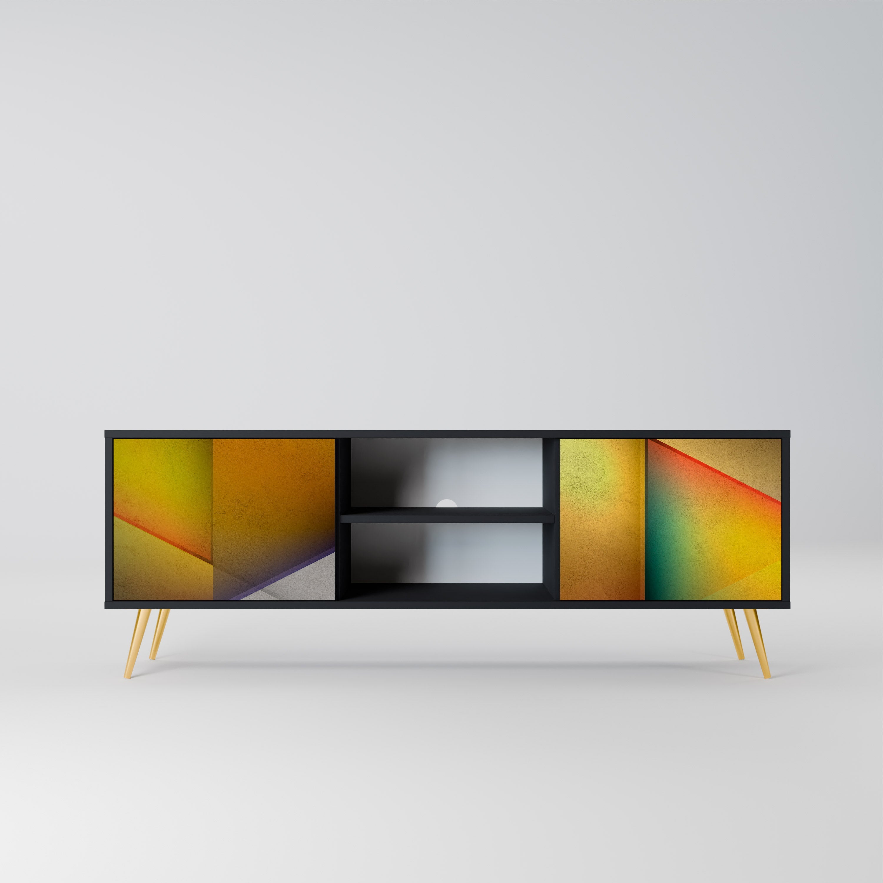 PIERCING SHARPNESS Móvel de TV com 2 Portas em Acabamento Preto