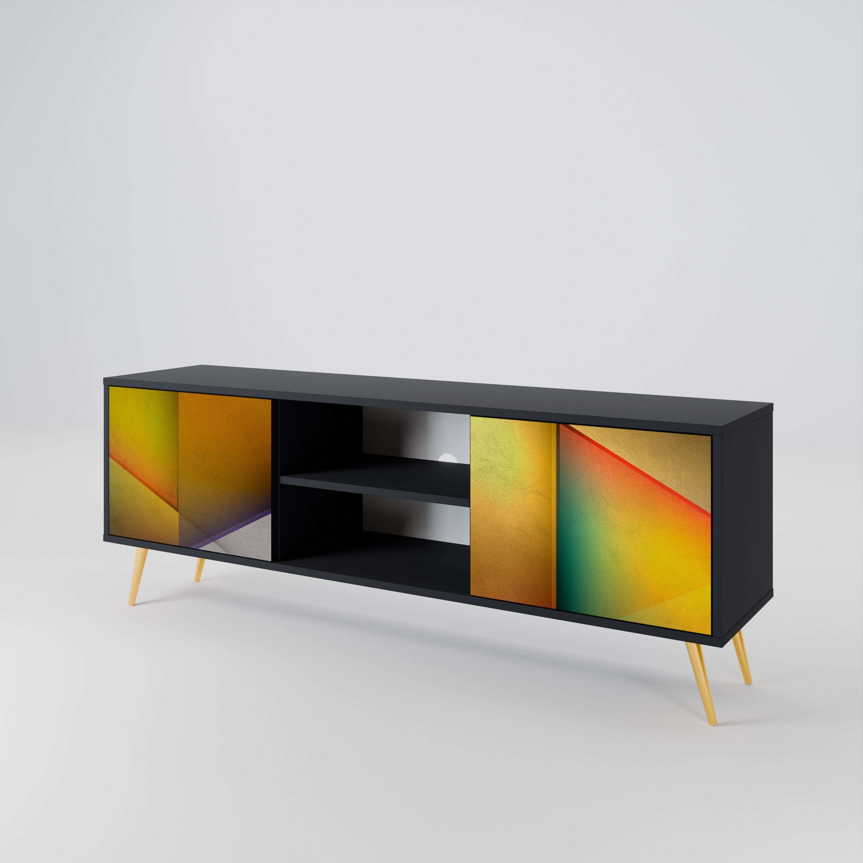 PIERCING SHARPNESS Móvel de TV com 2 Portas em Acabamento Preto