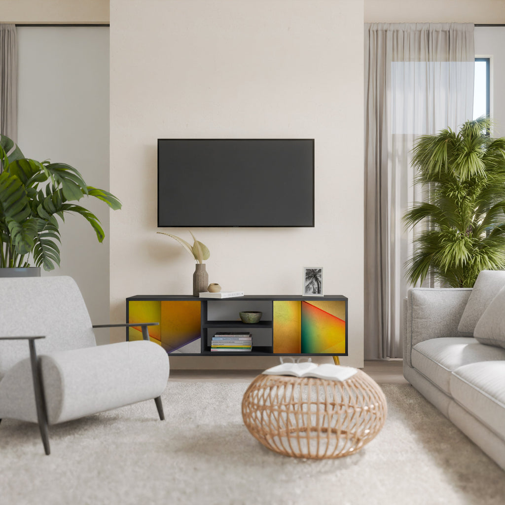 PIERCING SHARPNESS Móvel de TV com 2 Portas em Acabamento Preto