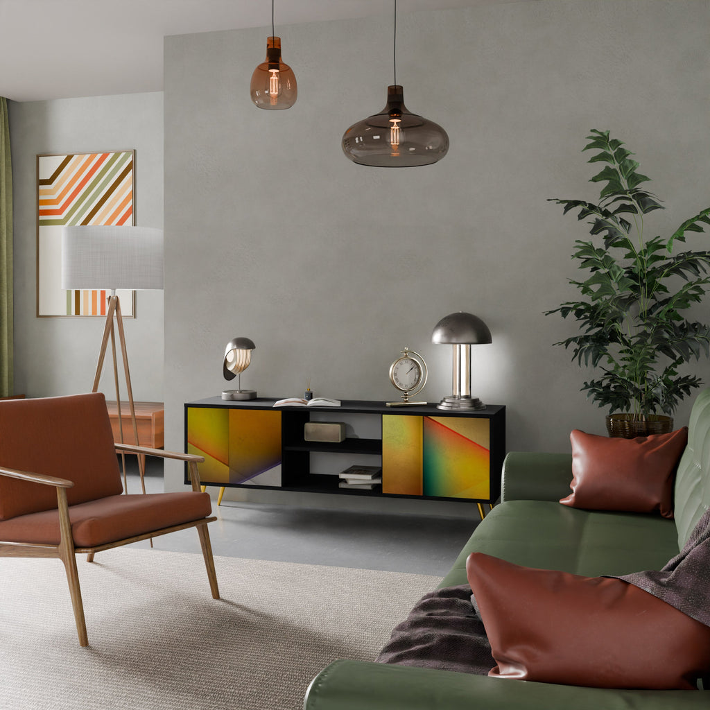 PIERCING SHARPNESS Móvel de TV com 2 Portas em Acabamento Preto