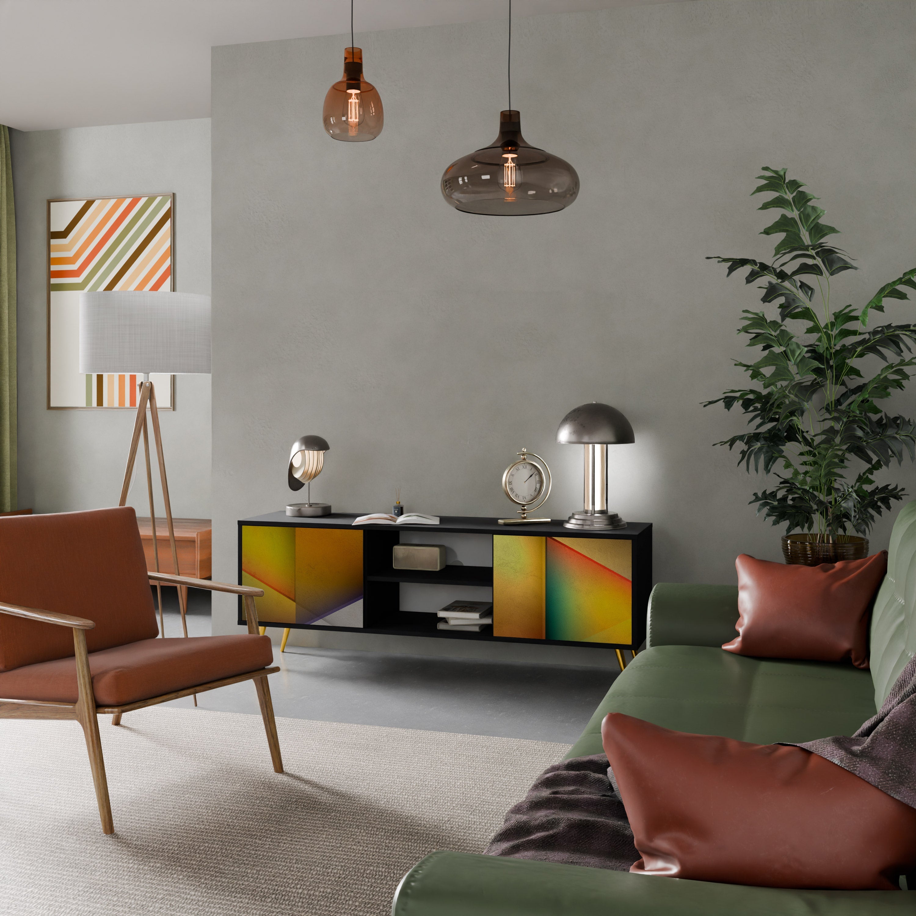 PIERCING SHARPNESS Móvel de TV com 2 Portas em Acabamento Preto