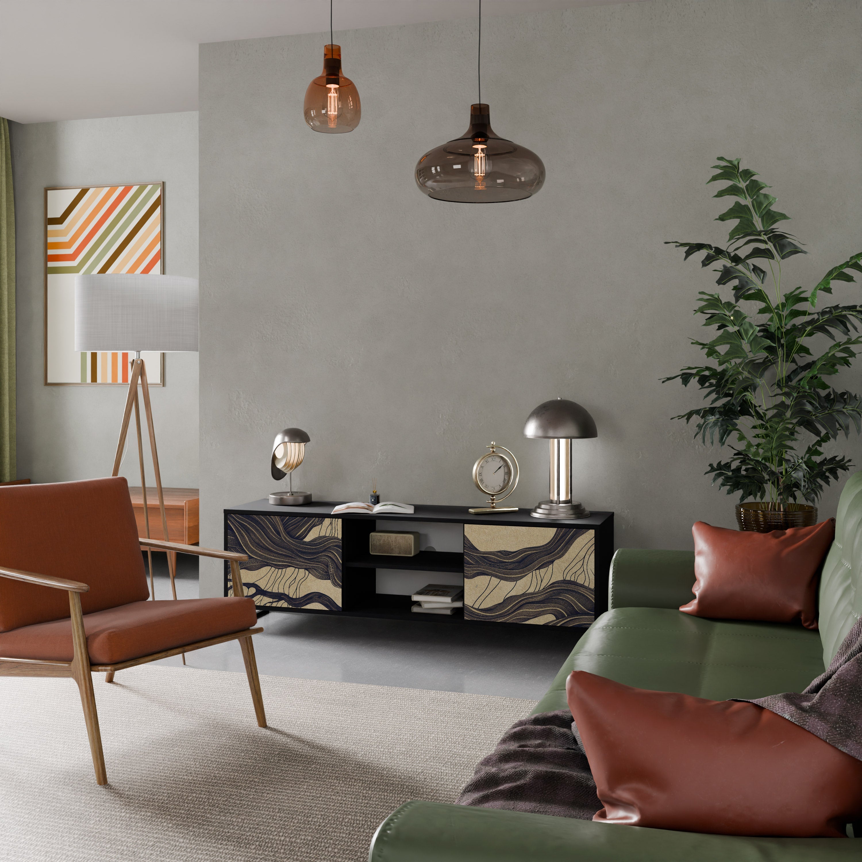 UNIFIED FRAGMENTS 2-Door TV Stand in Black Finish