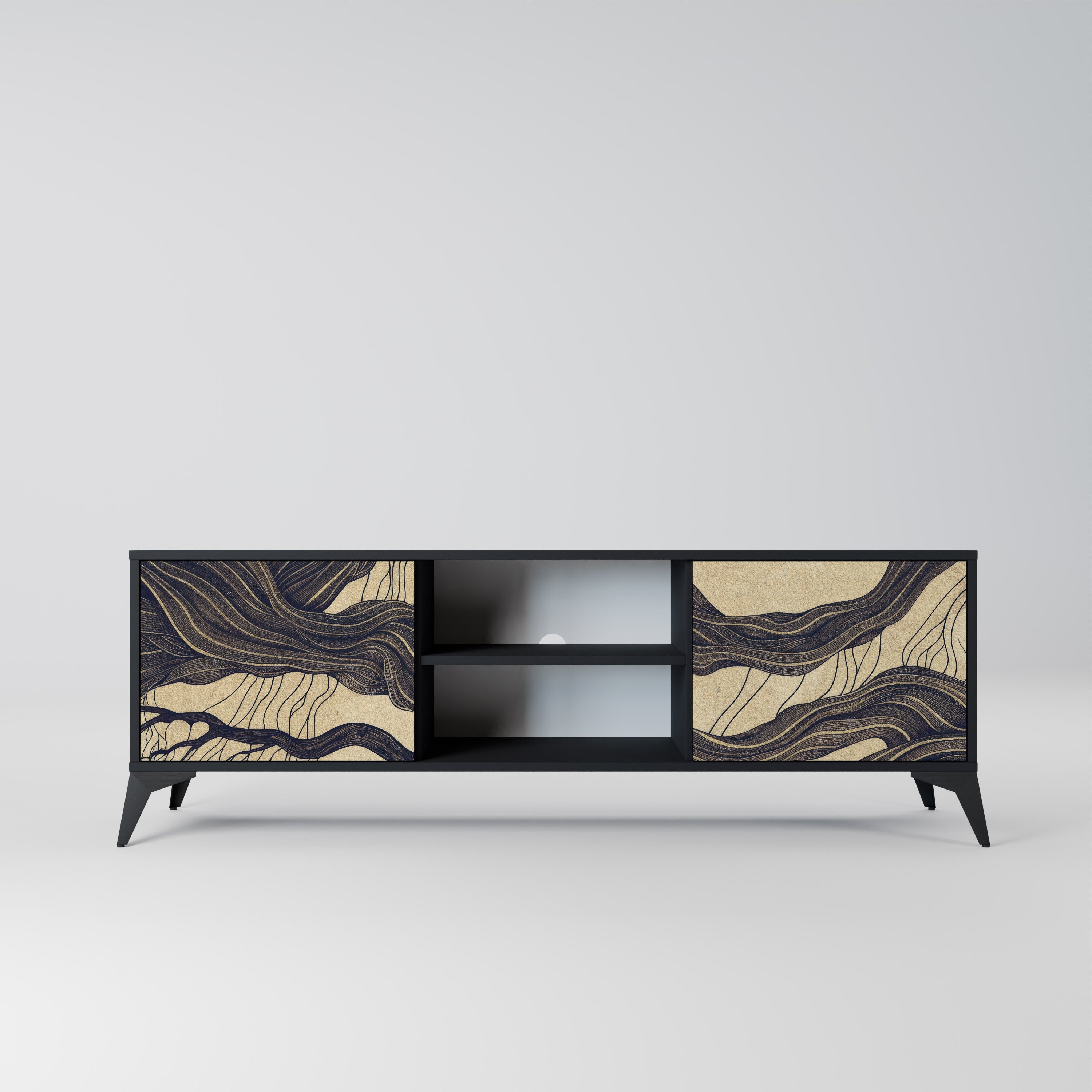 UNIFIED FRAGMENTS Móvel de TV com 2 Portas em Acabamento Preto