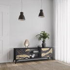 UNIFIED FRAGMENTS 2-Door TV Stand in Black Finish