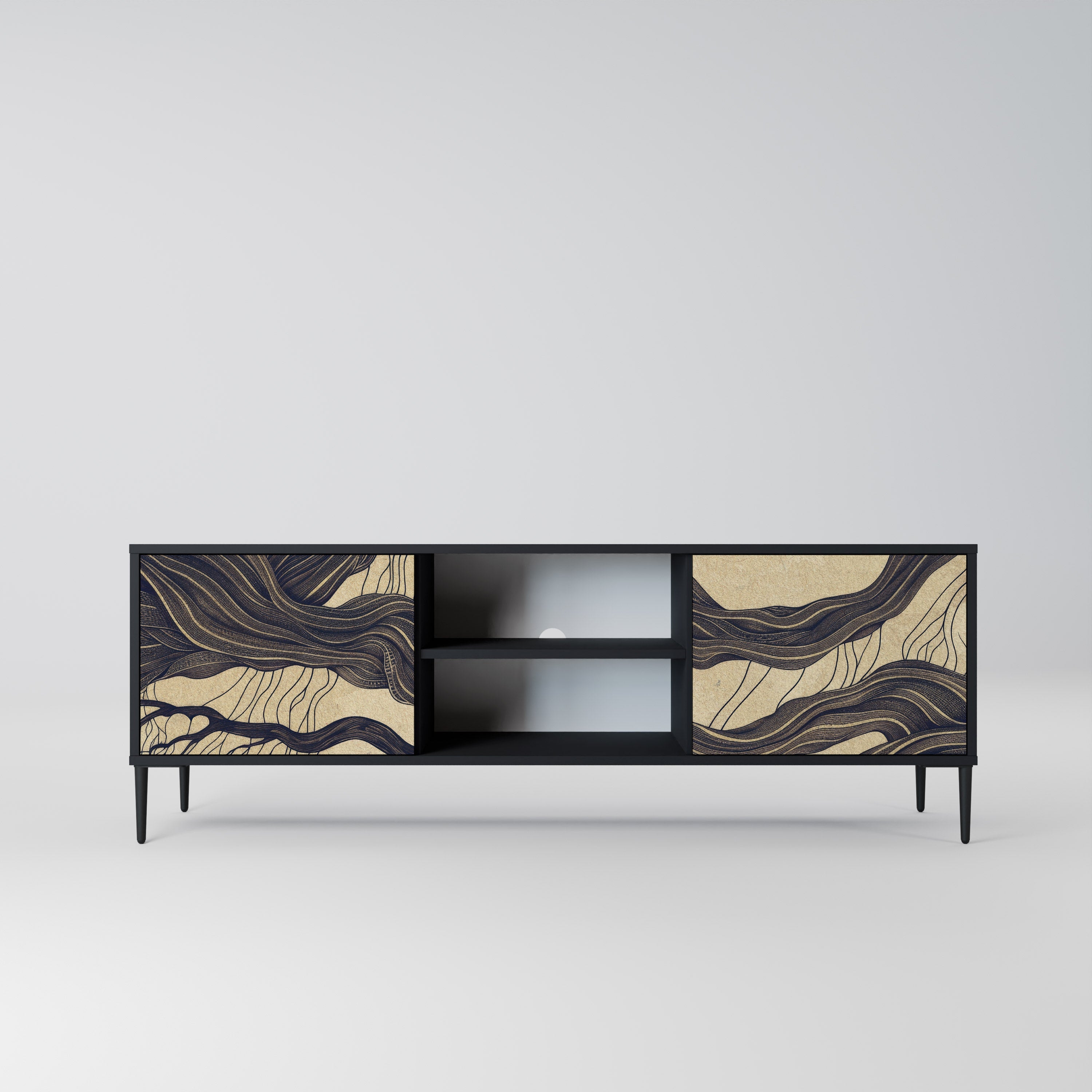 UNIFIED FRAGMENTS Móvel de TV com 2 Portas em Acabamento Preto