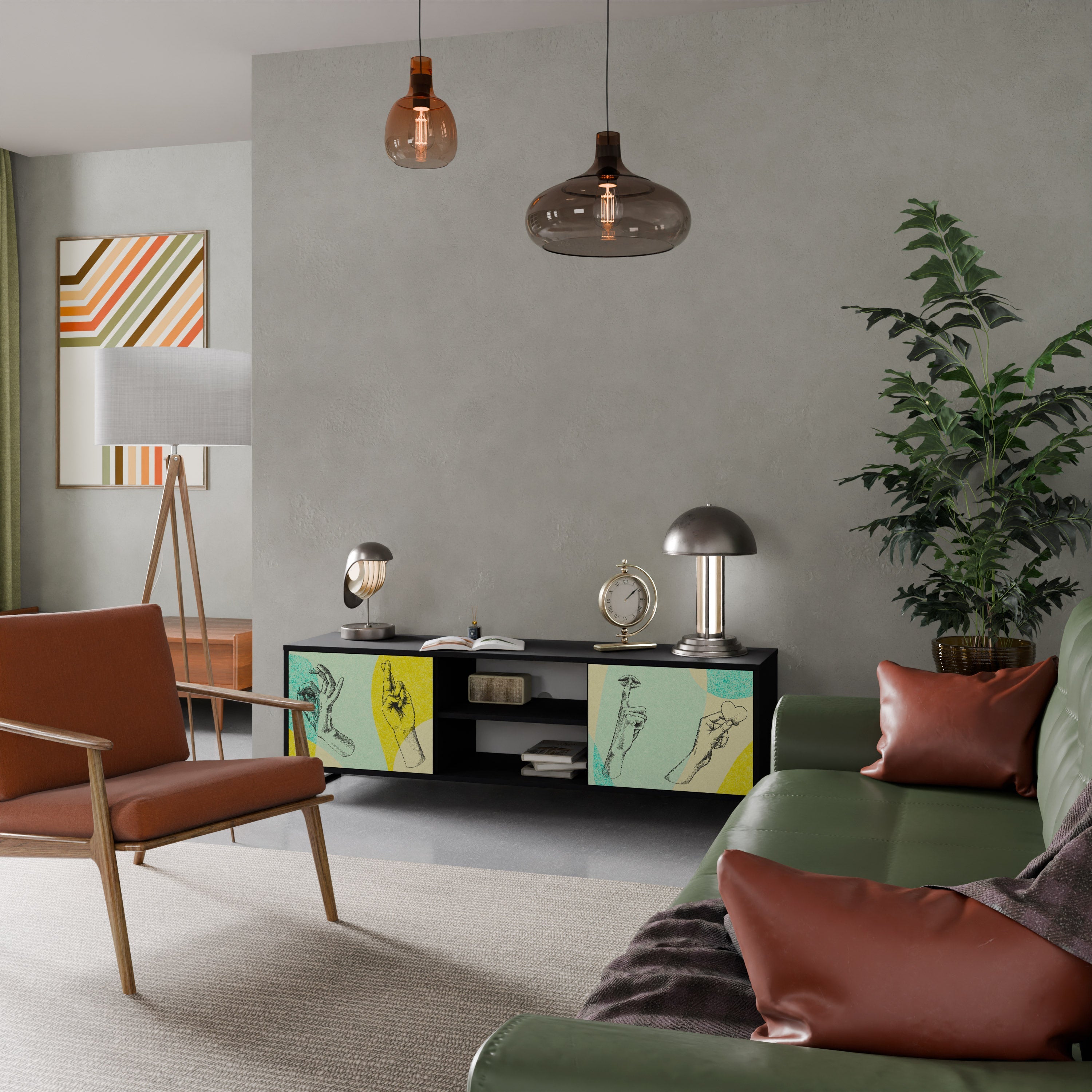 BODY LANGUAGE Móvel de TV com 2 Portas em Acabamento Preto