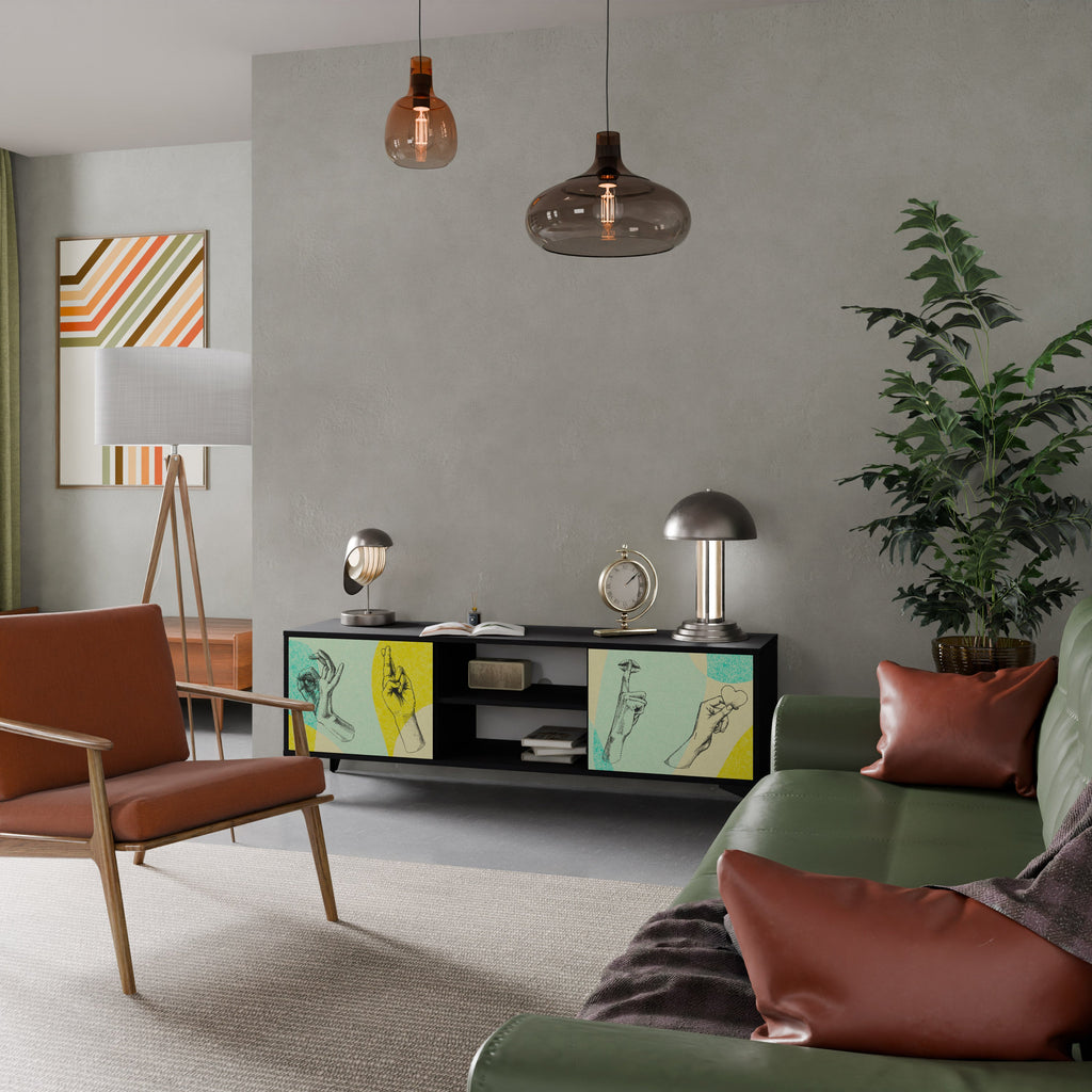 BODY LANGUAGE Móvel de TV com 2 Portas em Acabamento Preto