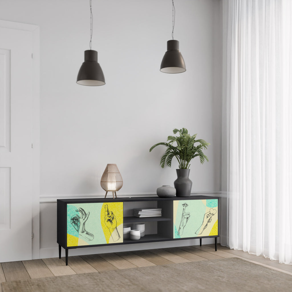 BODY LANGUAGE Móvel de TV com 2 Portas em Acabamento Preto