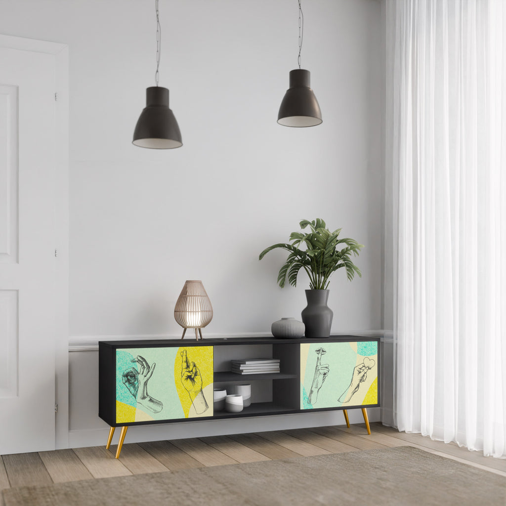 BODY LANGUAGE Móvel de TV com 2 Portas em Acabamento Preto