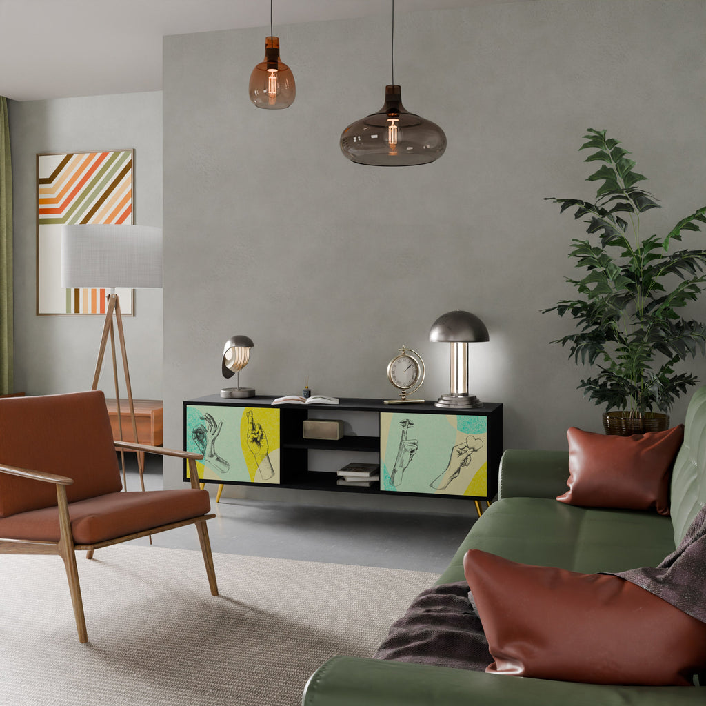 BODY LANGUAGE Móvel de TV com 2 Portas em Acabamento Preto