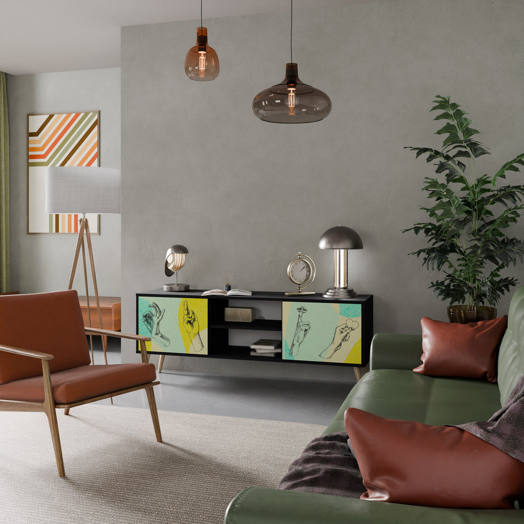 BODY LANGUAGE Móvel de TV com 2 Portas em Acabamento Preto