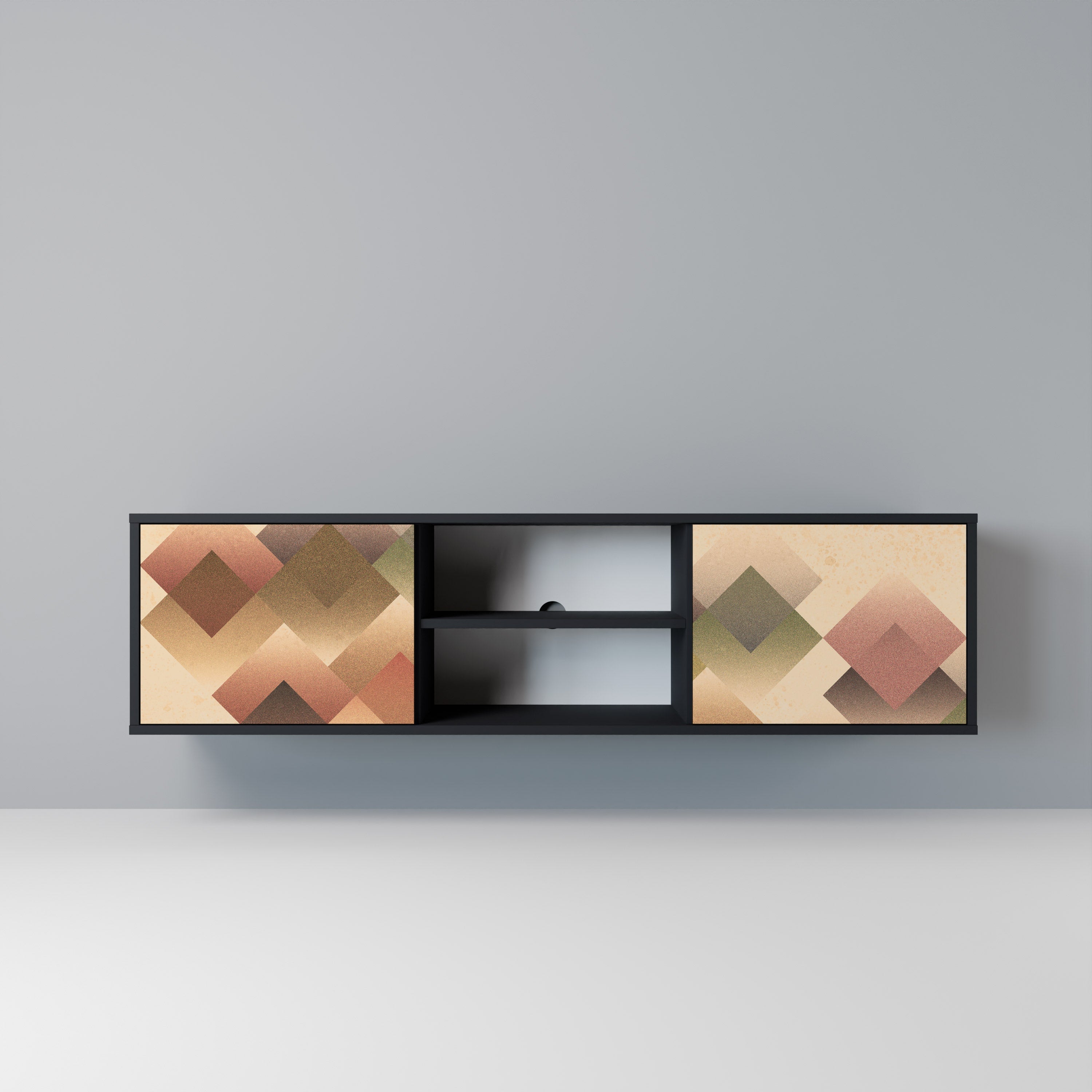 GEOMETRIC FUSION Móvel de TV com 2 Portas em Acabamento Preto