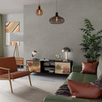 GEOMETRIC FUSION Móvel de TV com 2 Portas em Acabamento Preto