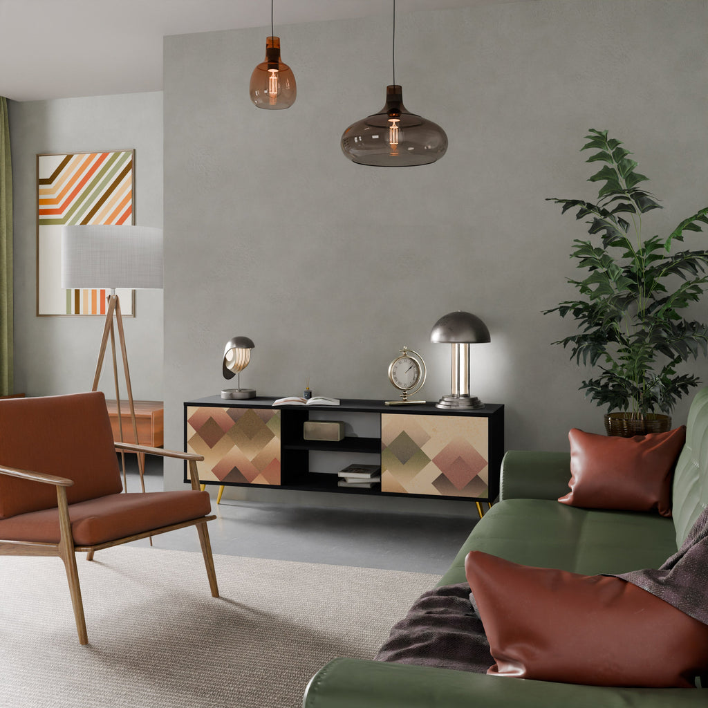 GEOMETRIC FUSION Móvel de TV com 2 Portas em Acabamento Preto