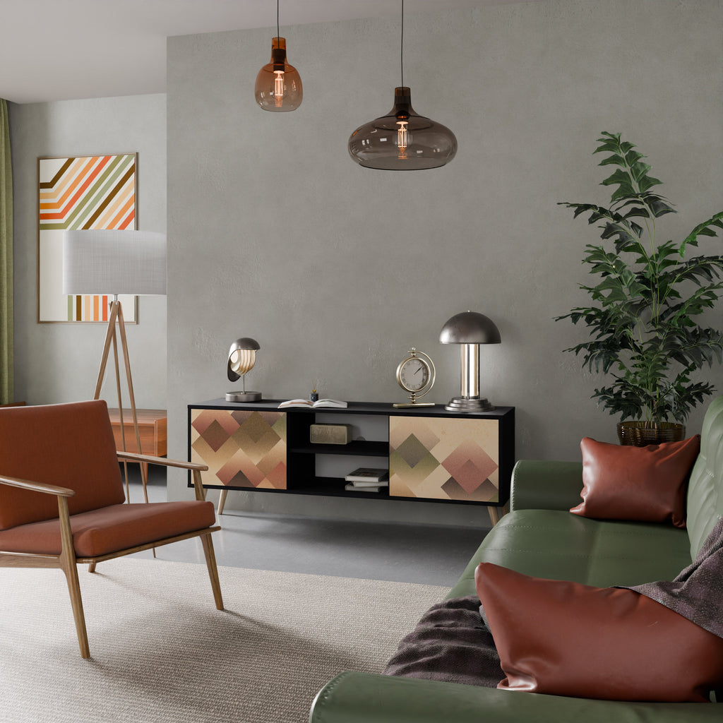 GEOMETRIC FUSION Móvel de TV com 2 Portas em Acabamento Preto