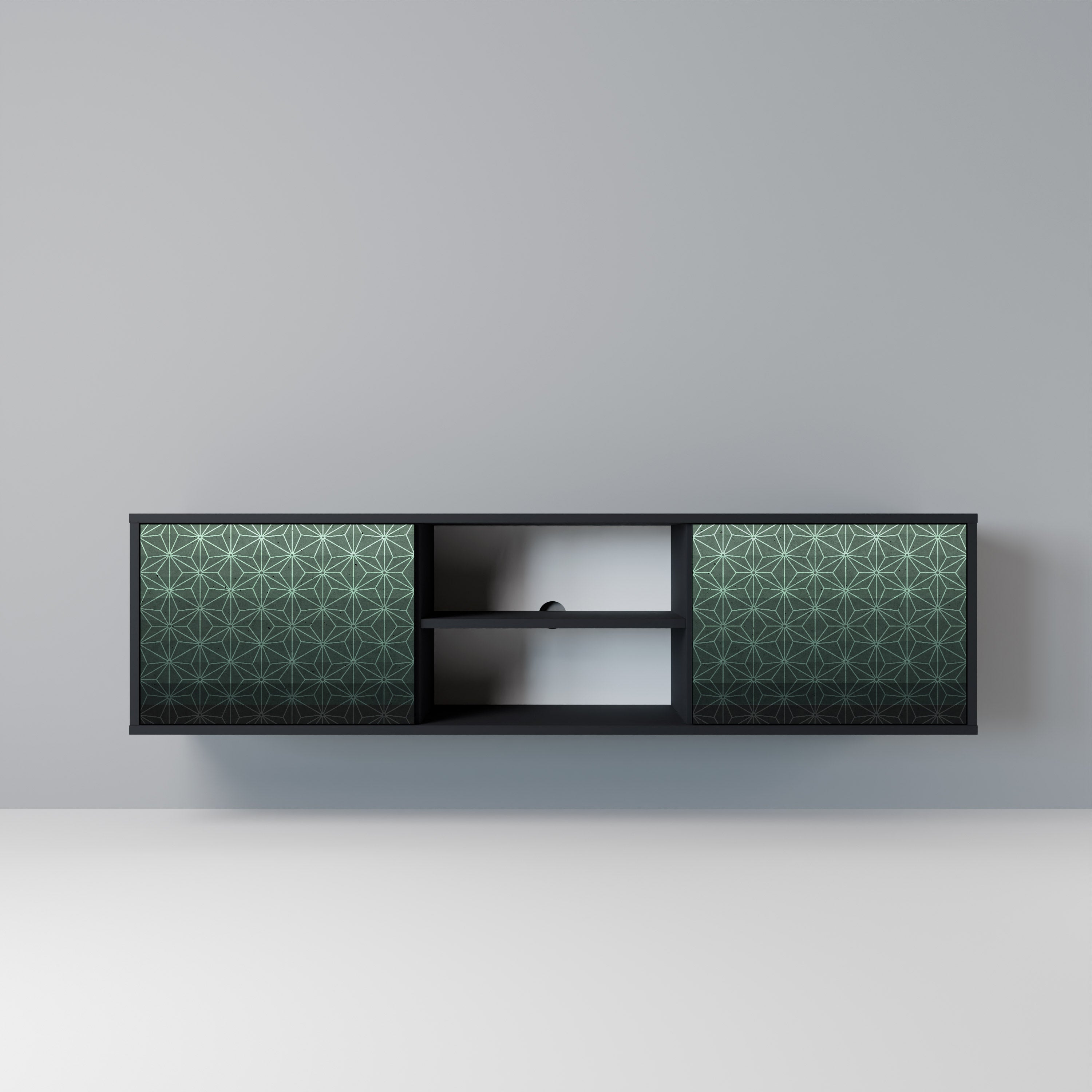 ORNAMENTAL GLIMMER Móvel de TV com 2 Portas em Acabamento Preto