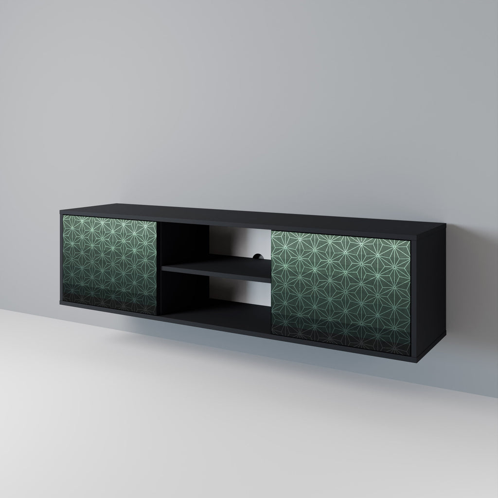 ORNAMENTAL GLIMMER Móvel de TV com 2 Portas em Acabamento Preto