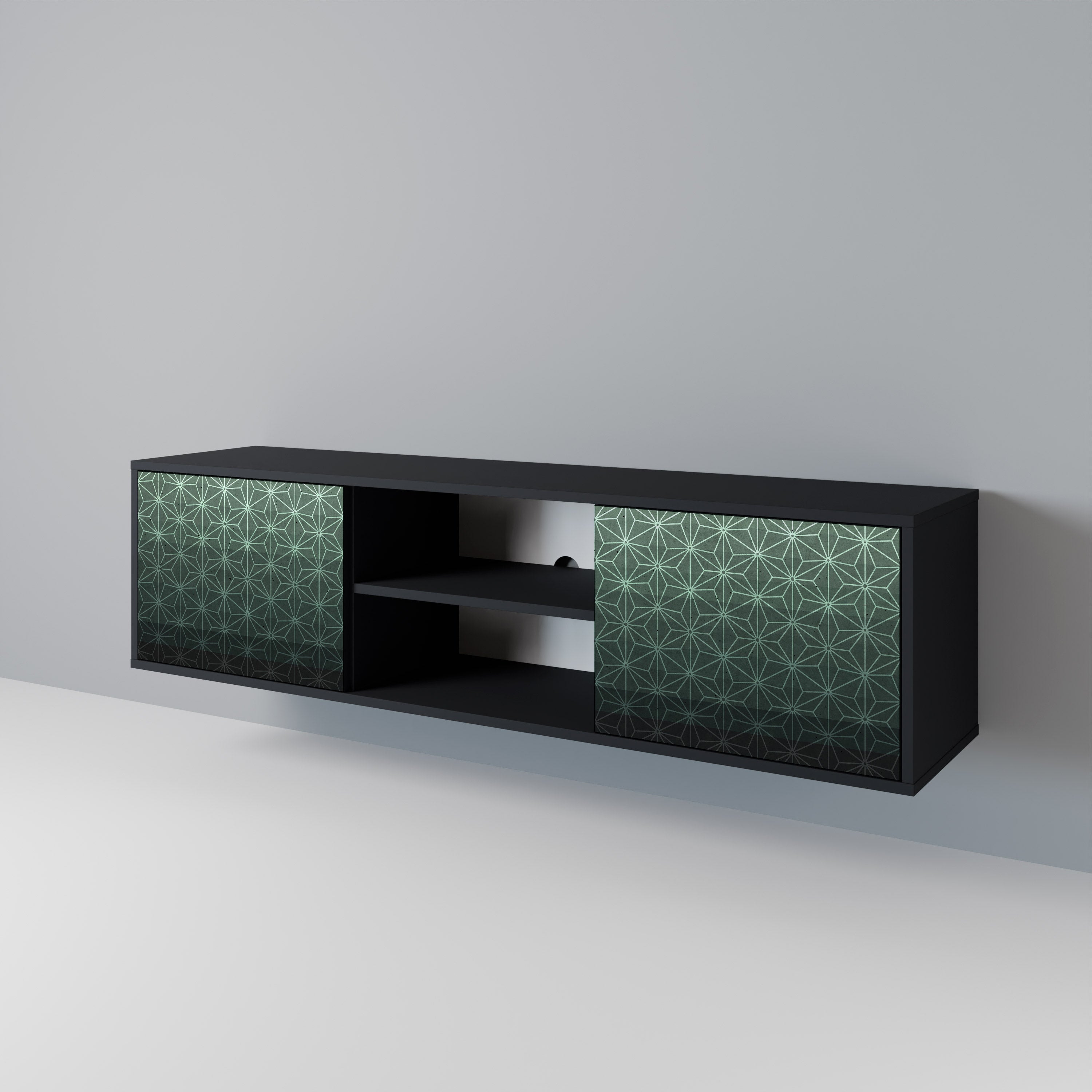 ORNAMENTAL GLIMMER Móvel de TV com 2 Portas em Acabamento Preto