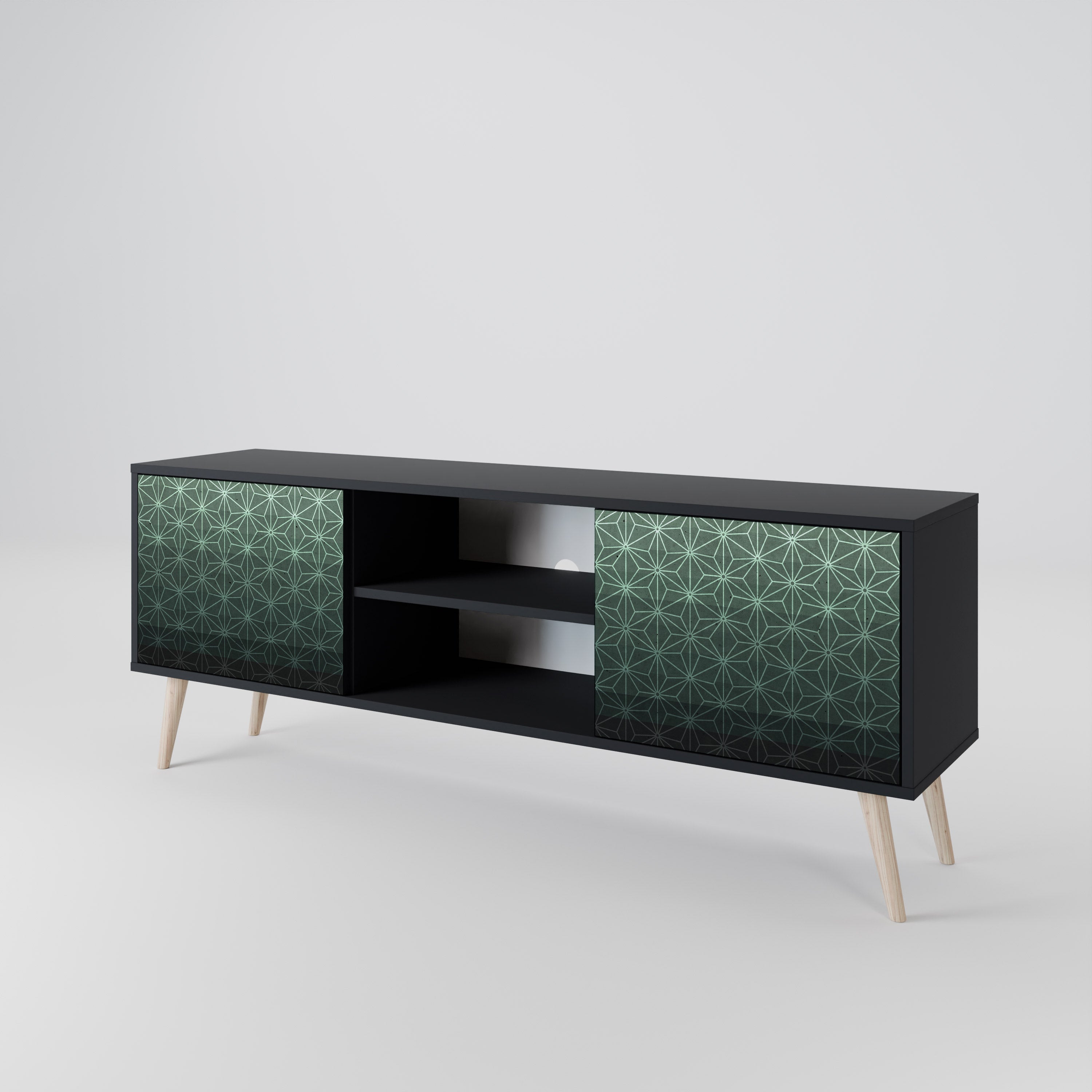 ORNAMENTAL GLIMMER Móvel de TV com 2 Portas em Acabamento Preto