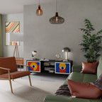 GEOMETRIC EYES Móvel de TV com 2 Portas em Acabamento Preto