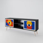 GEOMETRIC EYES Móvel de TV com 2 Portas em Acabamento Preto