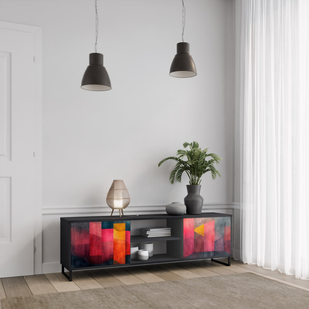 COLORFUL SOUNDS Móvel de TV com 2 Portas em Acabamento Preto