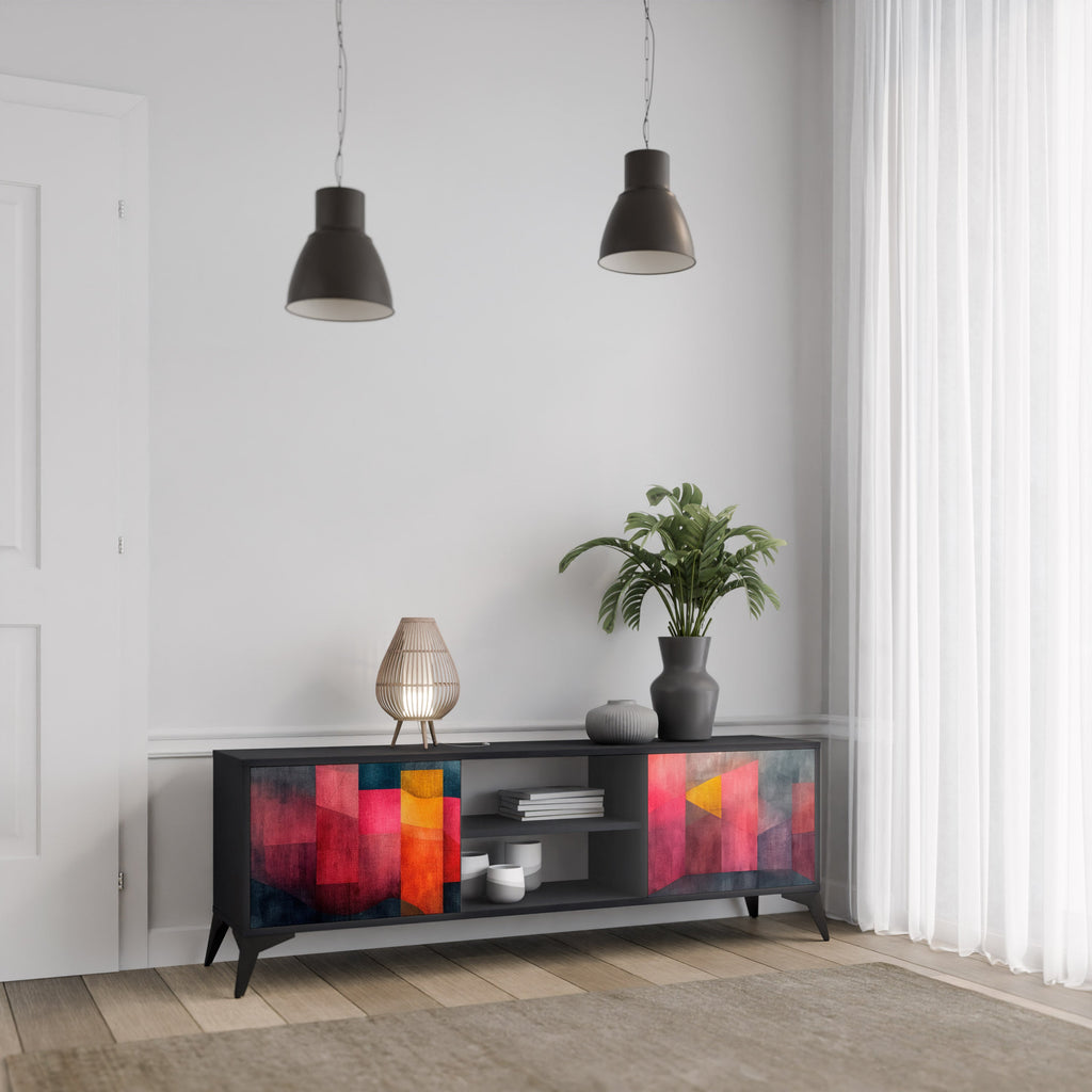 COLORFUL SOUNDS Móvel de TV com 2 Portas em Acabamento Preto