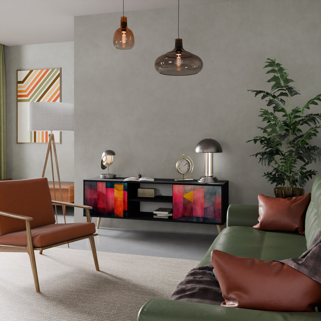 COLORFUL SOUNDS Móvel de TV com 2 Portas em Acabamento Preto