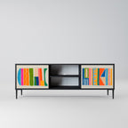 GEOMETRIC SHINE Móvel de TV com 2 Portas em Acabamento Preto