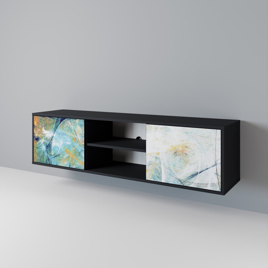 ABSTRACT THOUGHTS 2-Door TV Stand in Black Finish