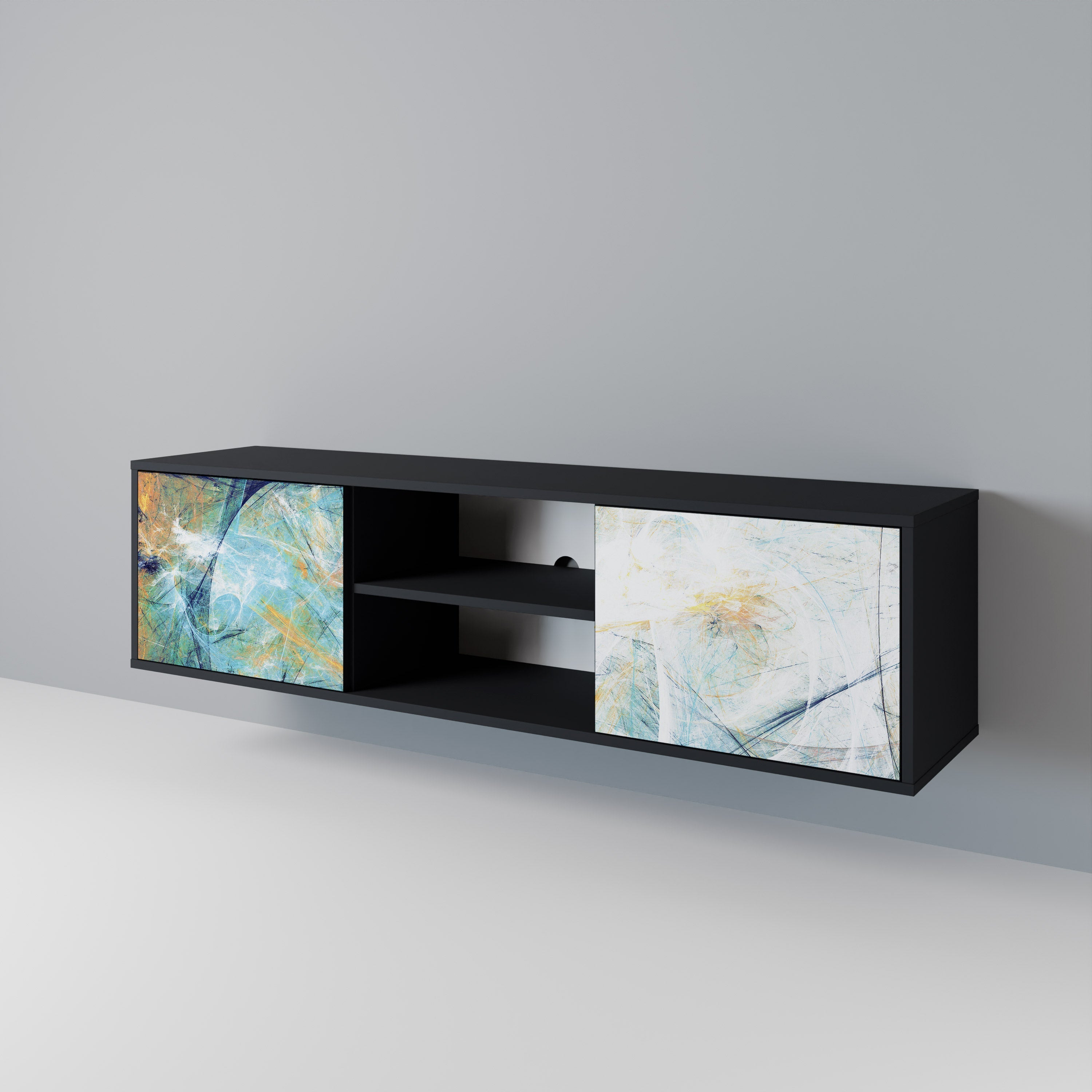 ABSTRACT THOUGHTS 2-Door TV Stand in Black Finish