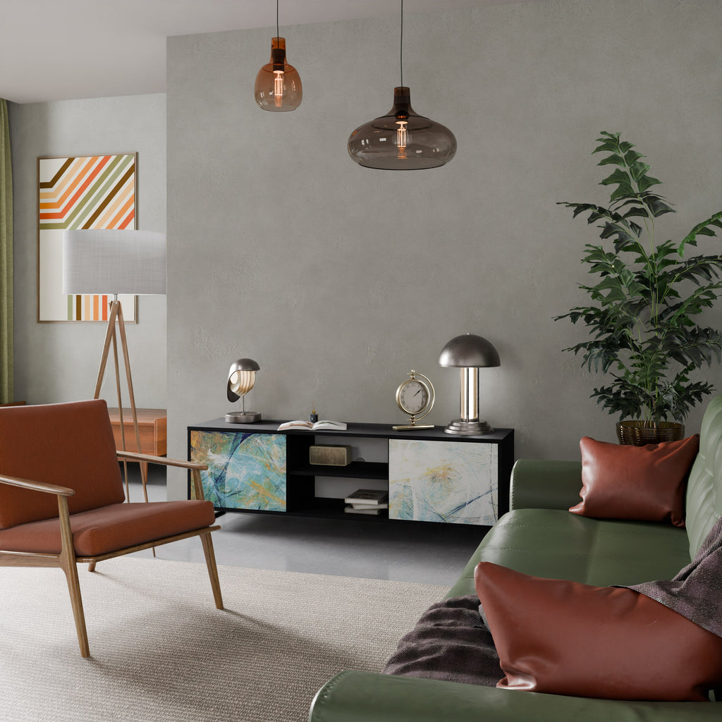 ABSTRACT THOUGHTS 2-Door TV Stand in Black Finish