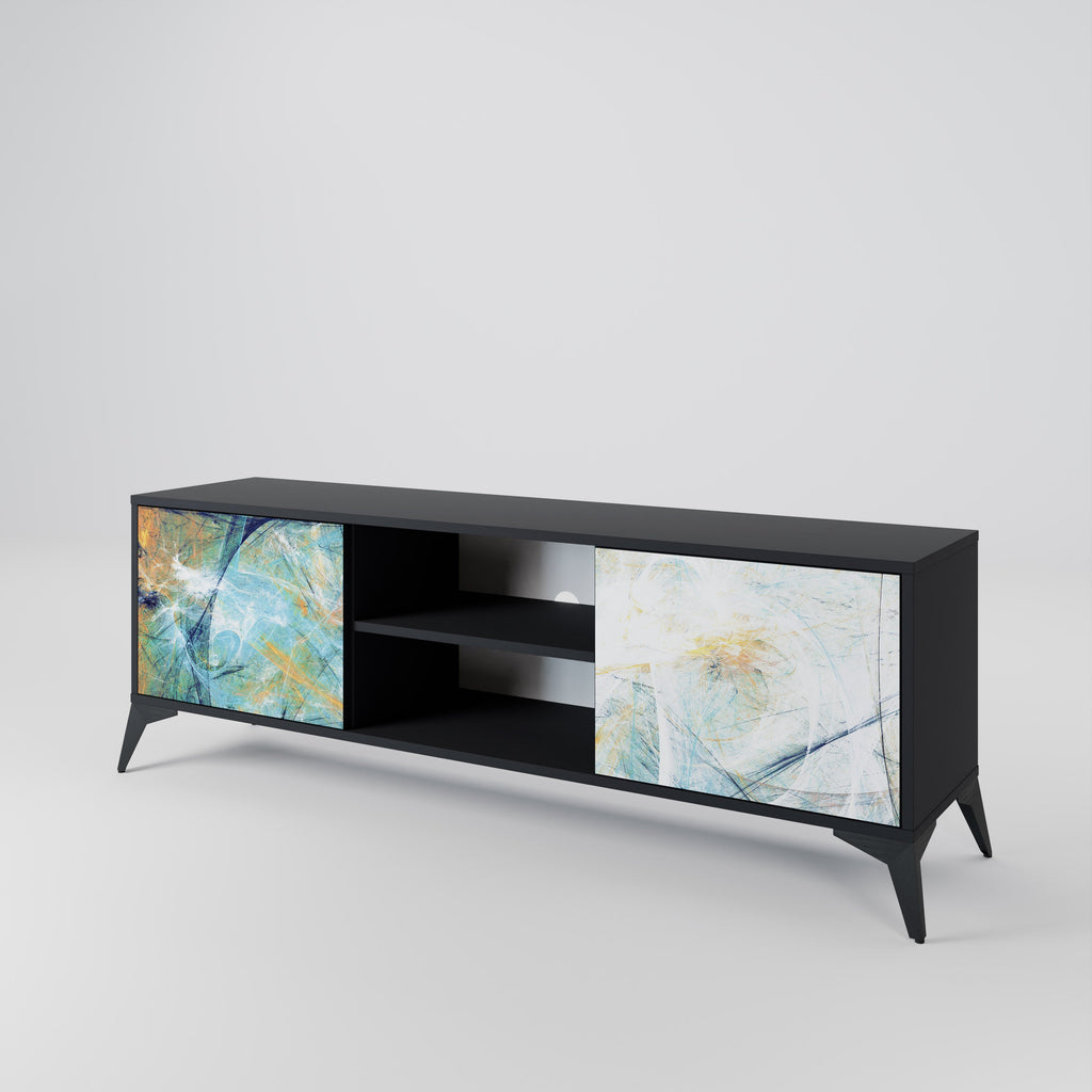 ABSTRACT THOUGHTS 2-Door TV Stand in Black Finish