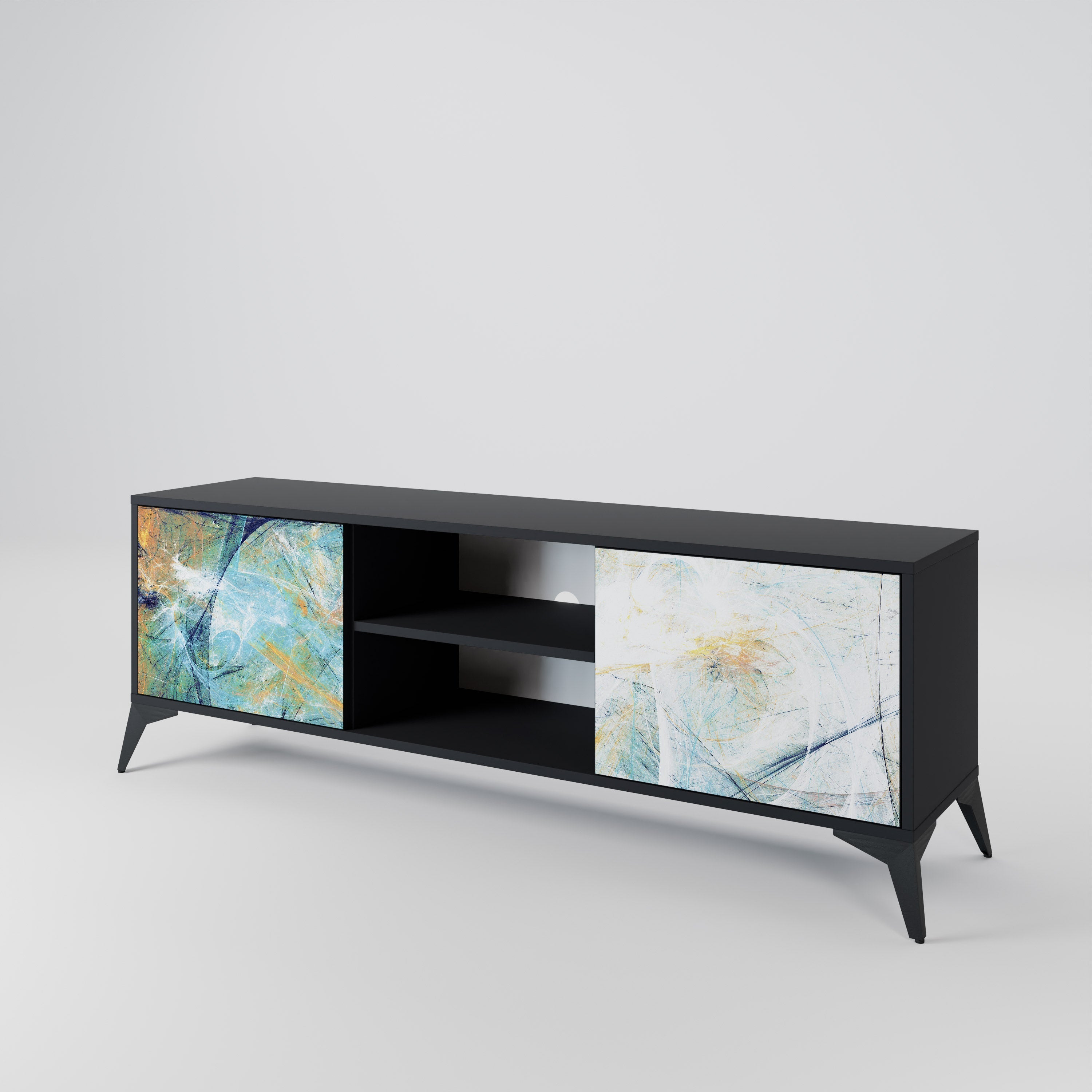 ABSTRACT THOUGHTS 2-Door TV Stand in Black Finish