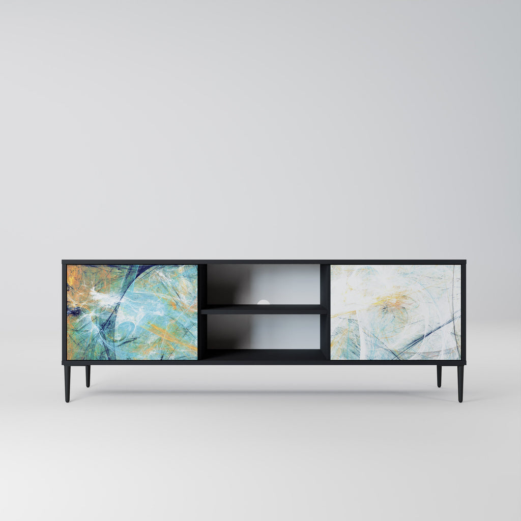 ABSTRACT THOUGHTS 2-Door TV Stand in Black Finish
