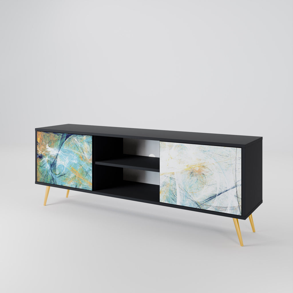 ABSTRACT THOUGHTS 2-Door TV Stand in Black Finish
