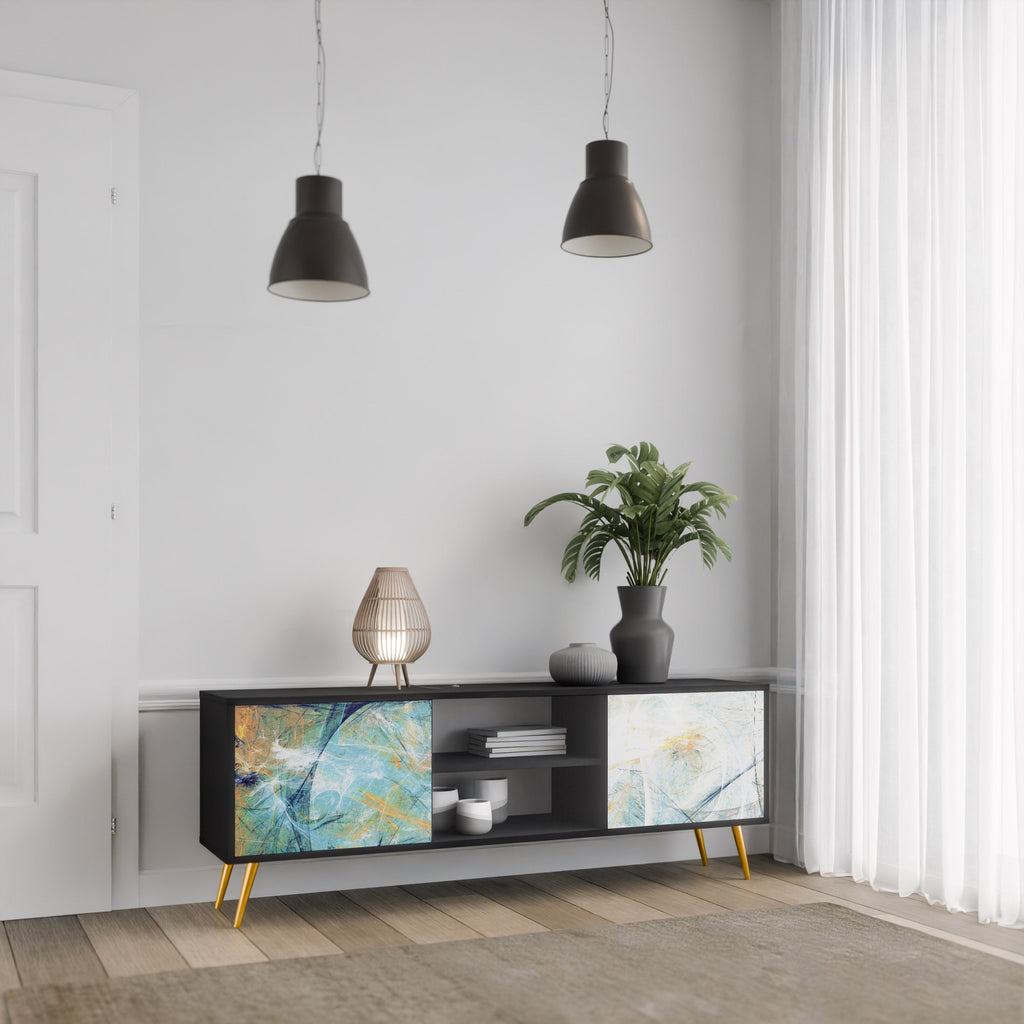 ABSTRACT THOUGHTS 2-Door TV Stand in Black Finish
