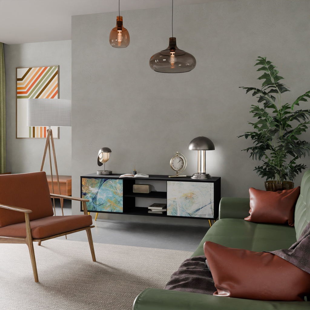 ABSTRACT THOUGHTS 2-Door TV Stand in Black Finish