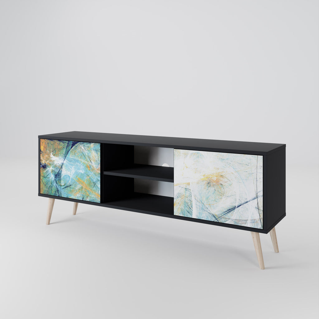 ABSTRACT THOUGHTS 2-Door TV Stand in Black Finish