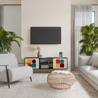 GEOMETRIC PUZZLE Móvel de TV com 2 Portas em Acabamento Preto