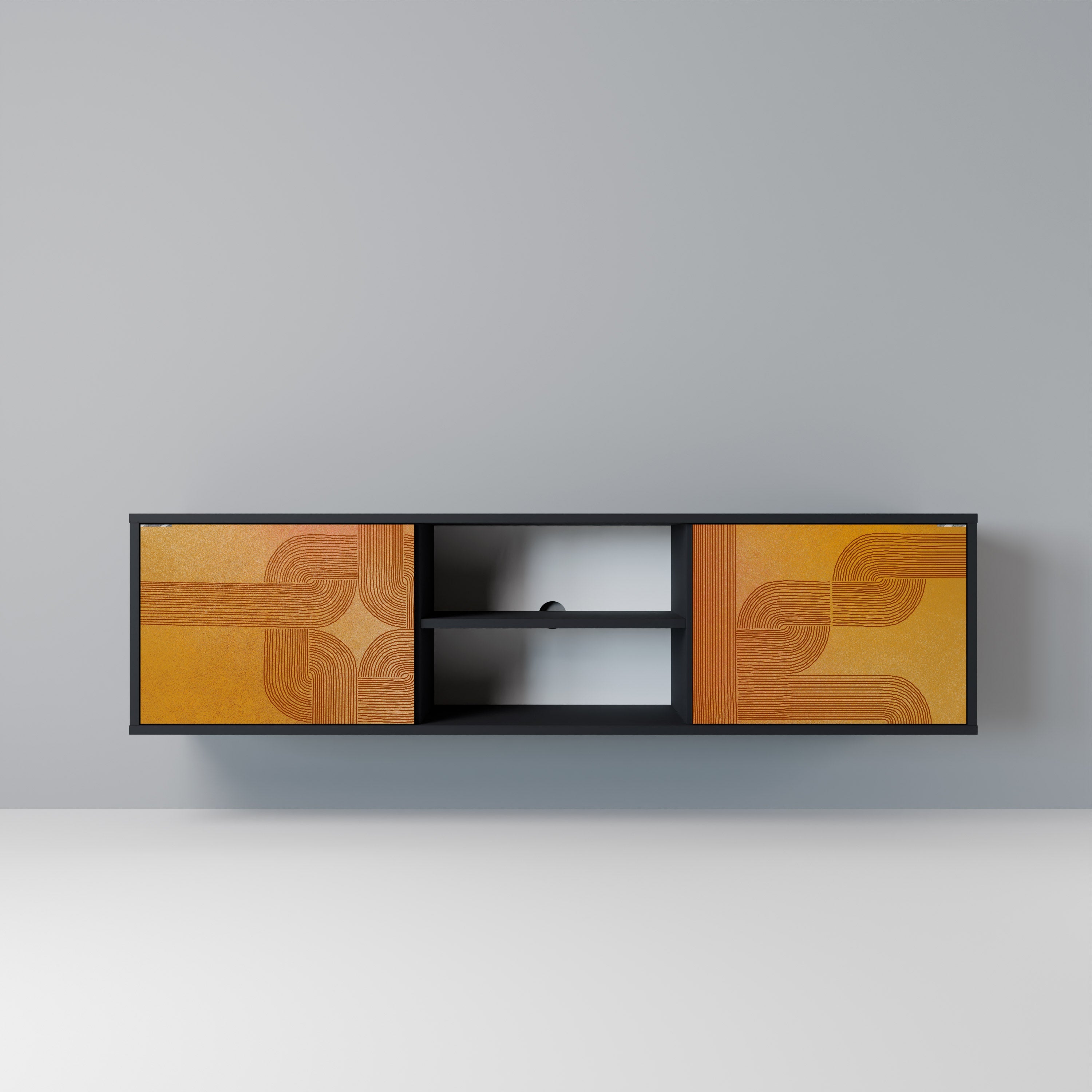 STRENGTHENING RELATION Móvel de TV com 2 Portas em Acabamento Preto