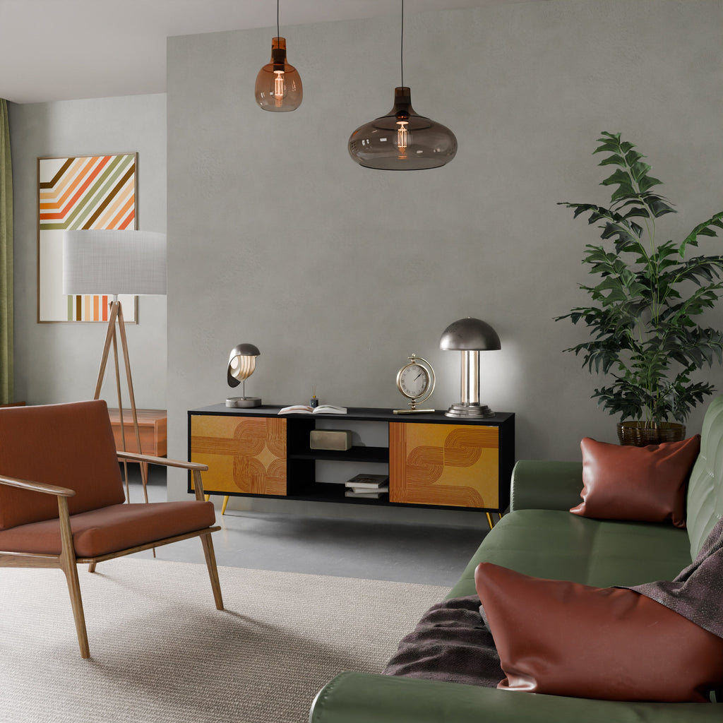 STRENGTHENING RELATION Móvel de TV com 2 Portas em Acabamento Preto