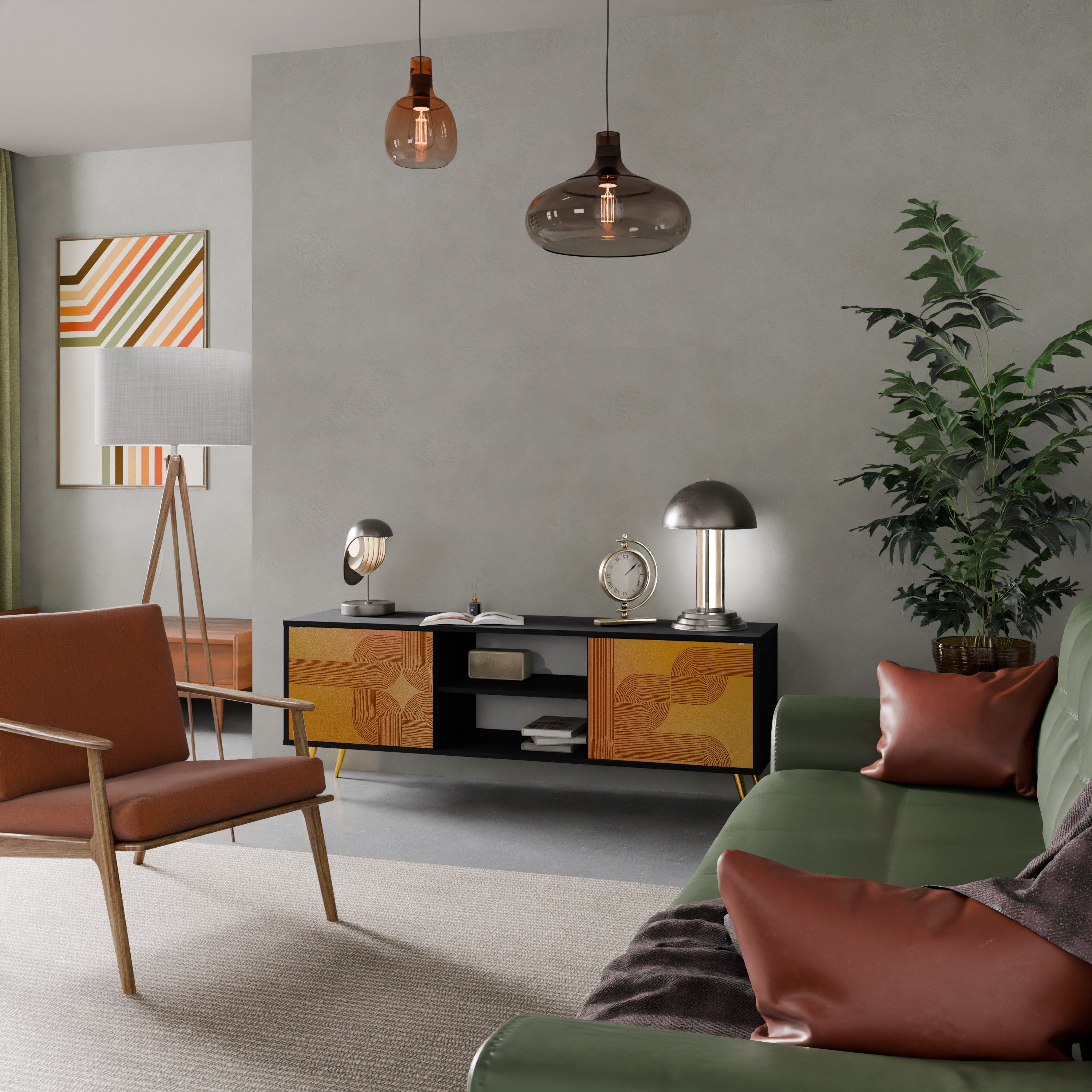 STRENGTHENING RELATION Móvel de TV com 2 Portas em Acabamento Preto