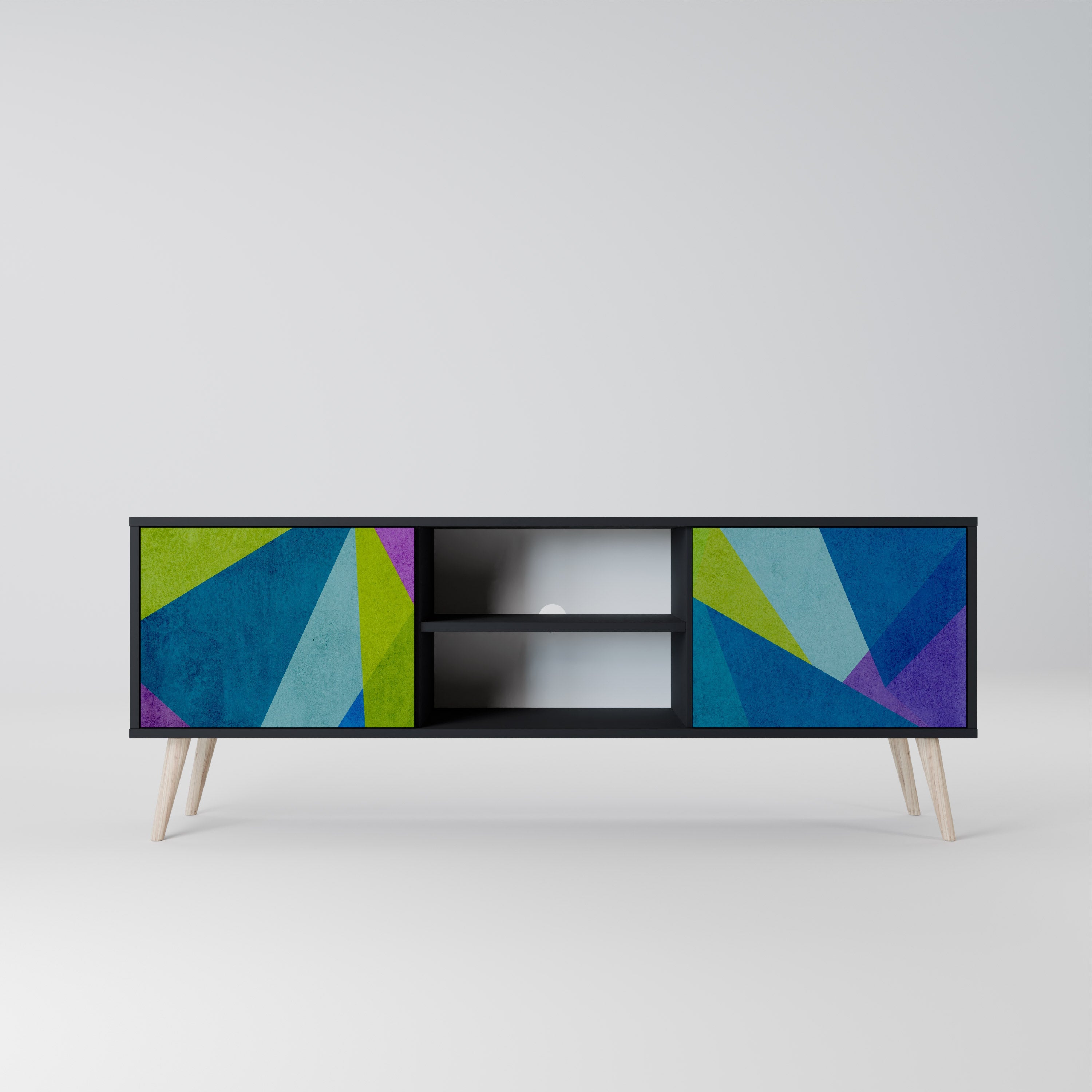 COLD SHOWCASE Móvel de TV com 2 Portas em Acabamento Preto