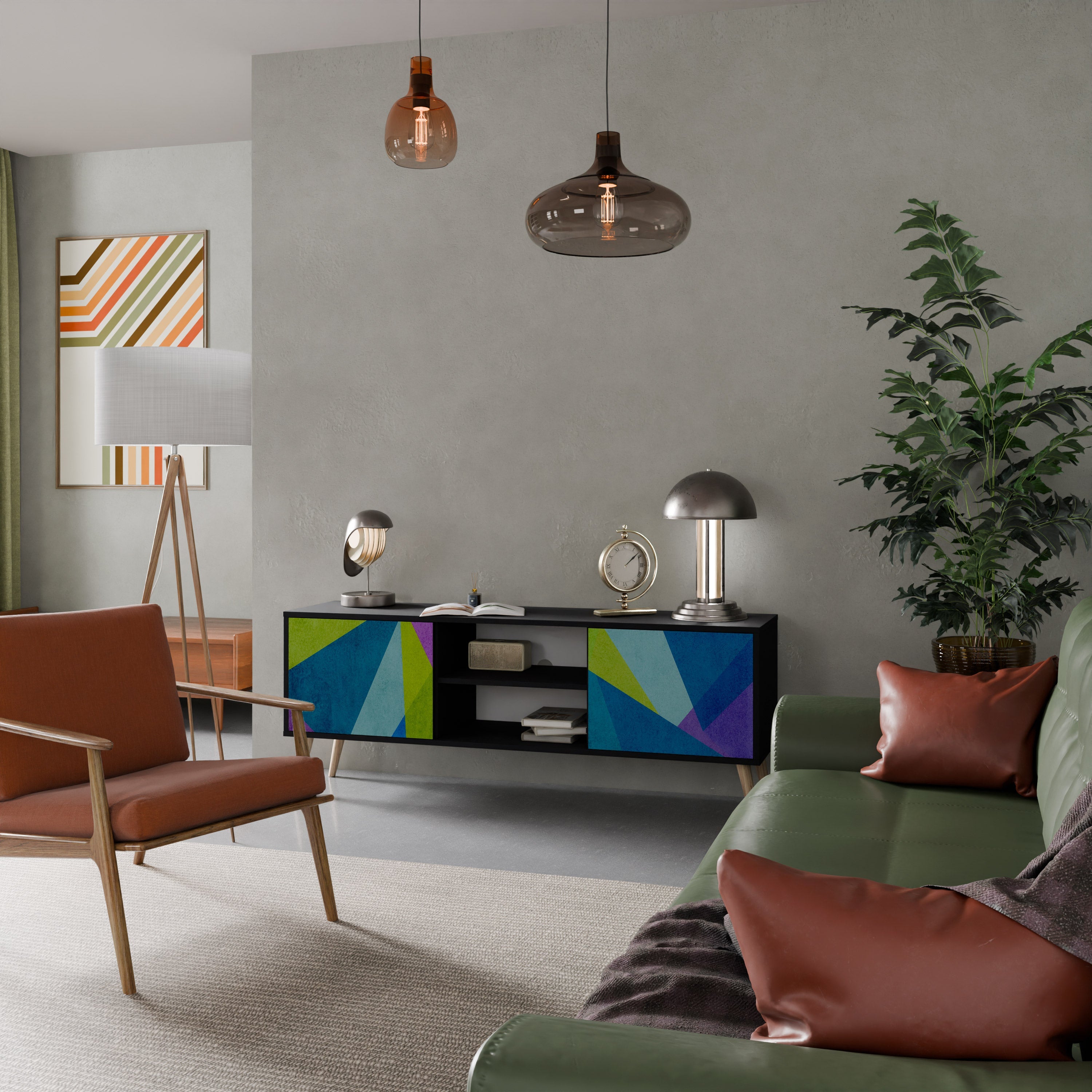 COLD SHOWCASE Móvel de TV com 2 Portas em Acabamento Preto