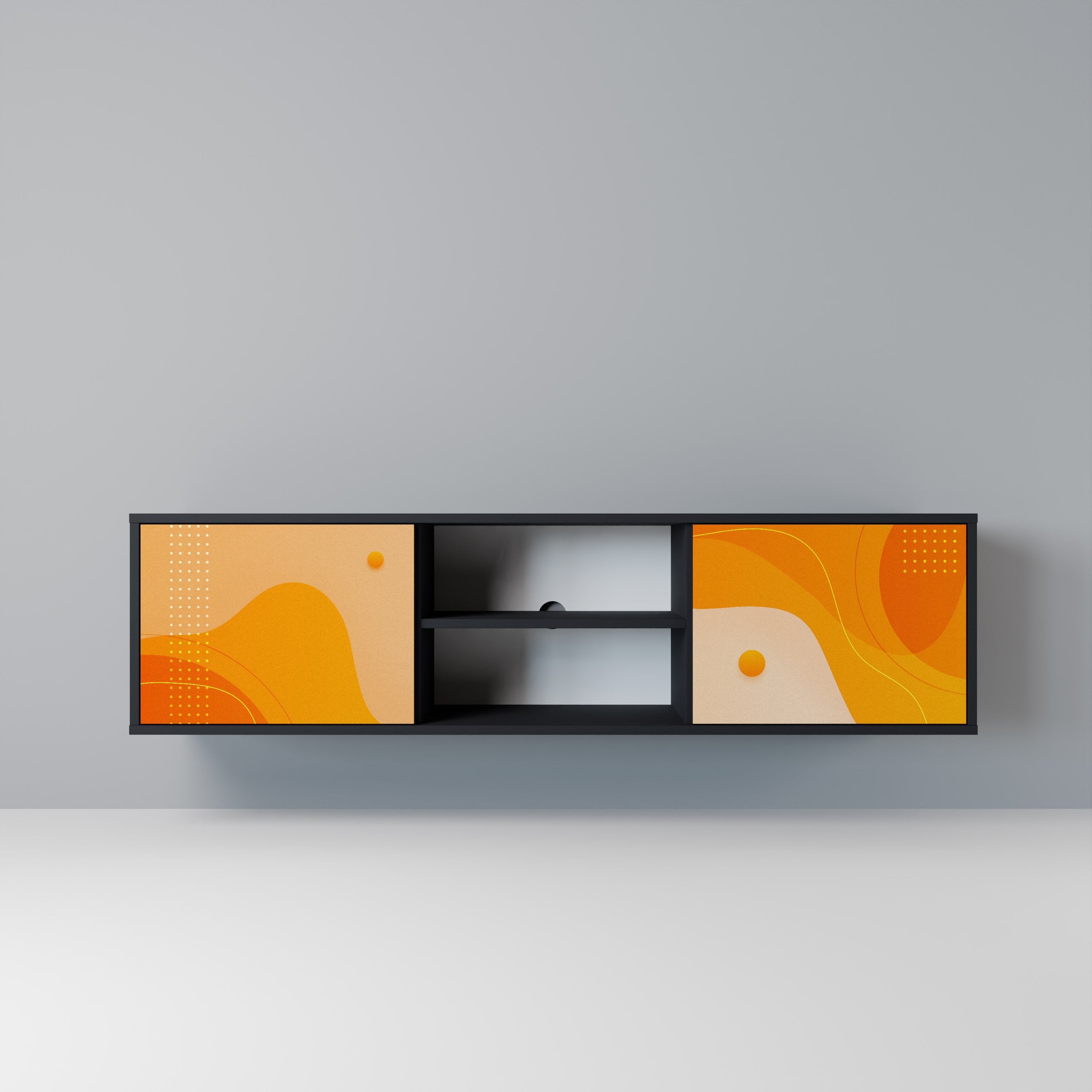 ORANGE ARRANGEMENT Móvel de TV com 2 Portas em Acabamento Preto