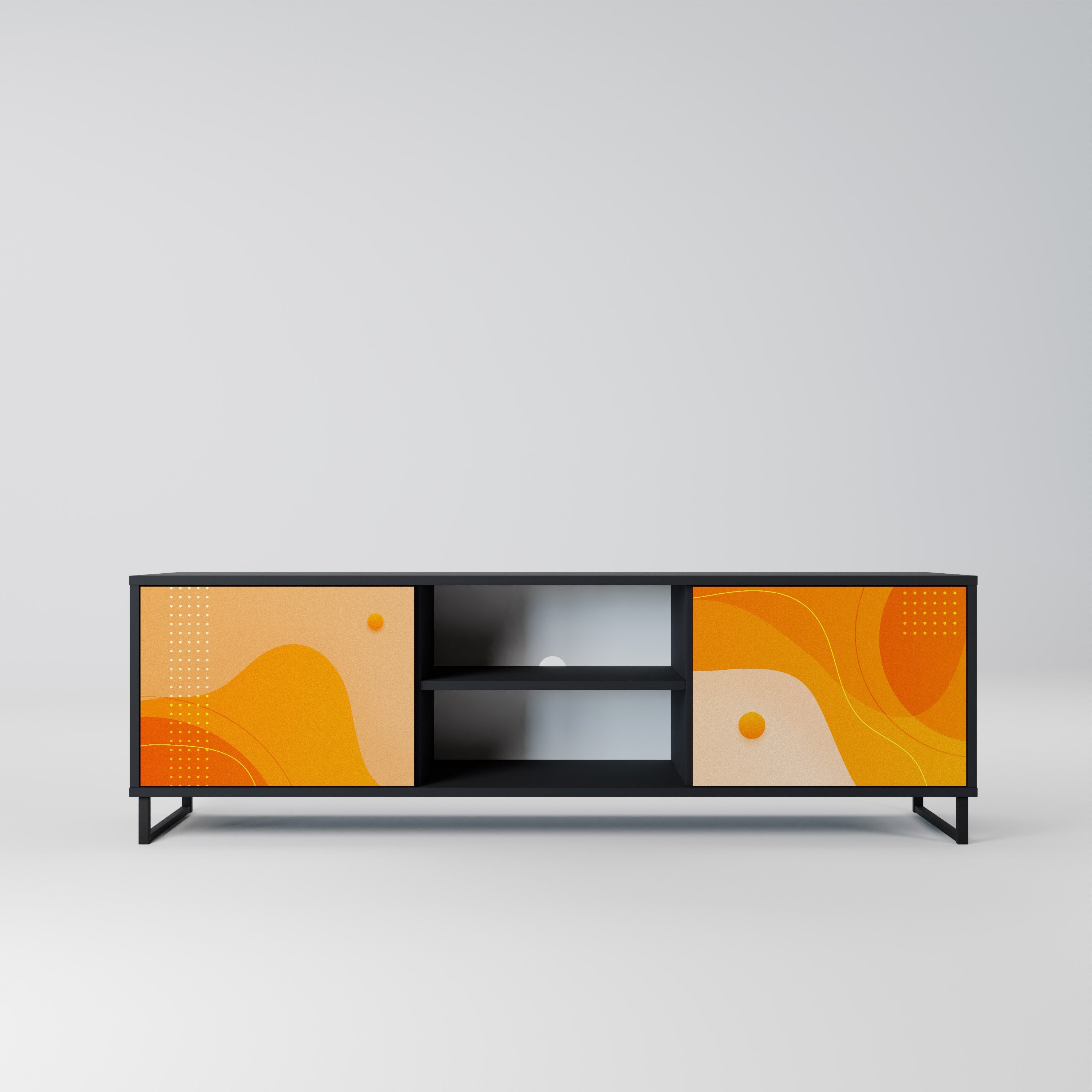 ORANGE ARRANGEMENT Móvel de TV com 2 Portas em Acabamento Preto